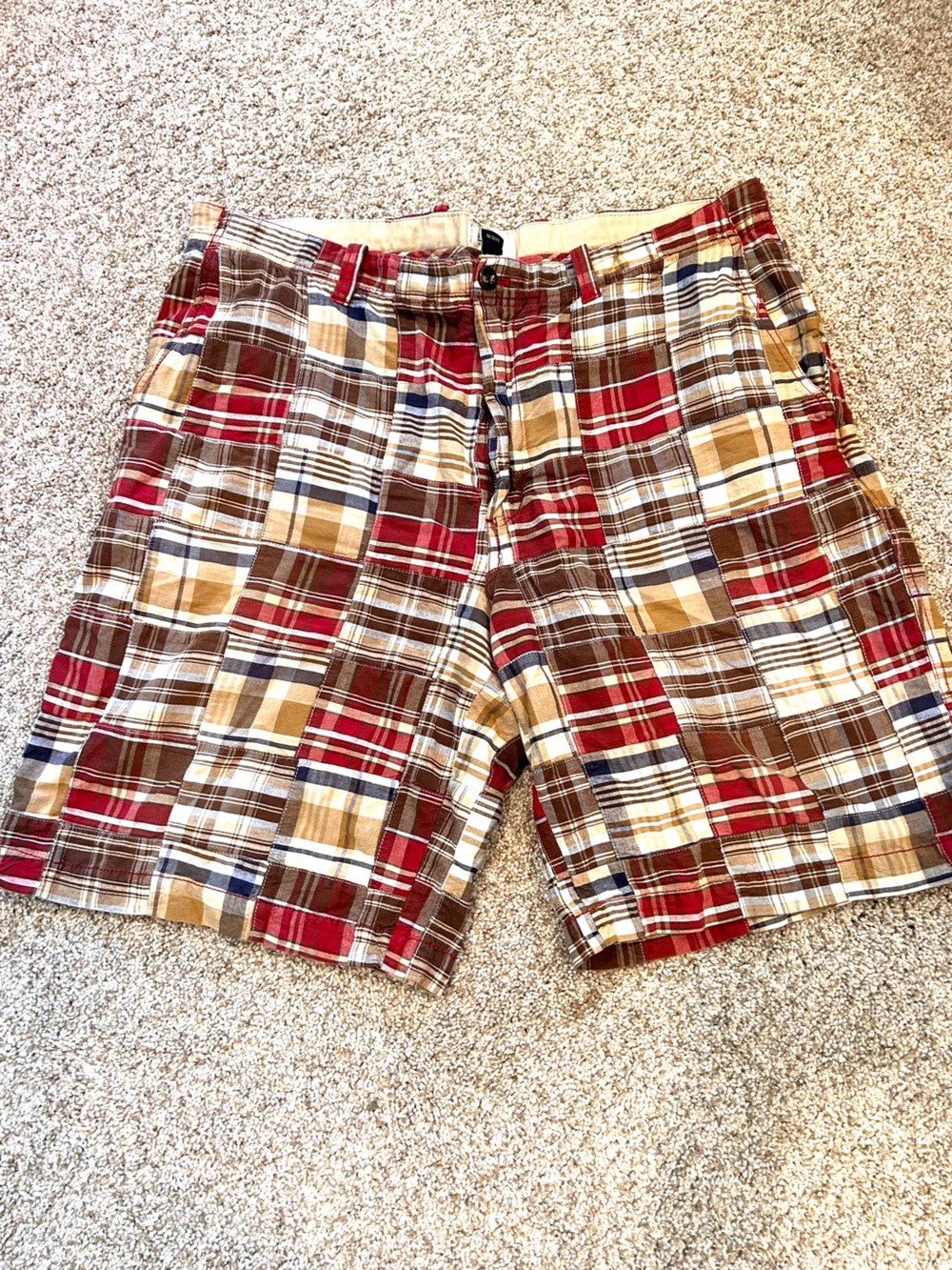 Arrow Madras Plaid Brown and Red. Made in India 100% Cotton. Preppy. Frat Boy